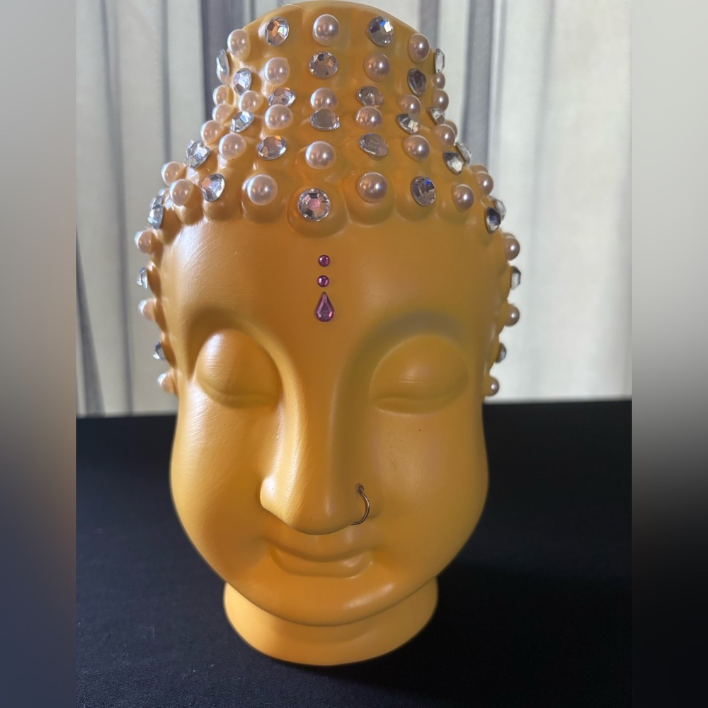 Zen Buddha Head Statue Pearl Rhinestone